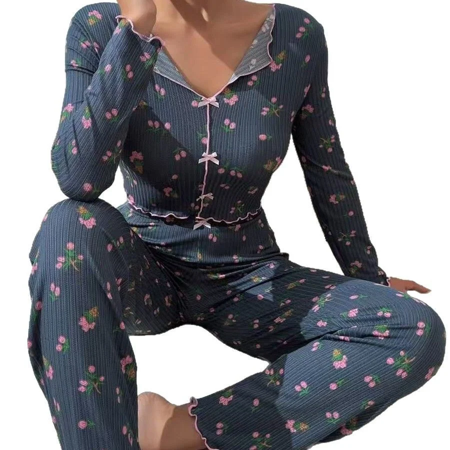 Simple V Neck Regular Fit Lounge Set