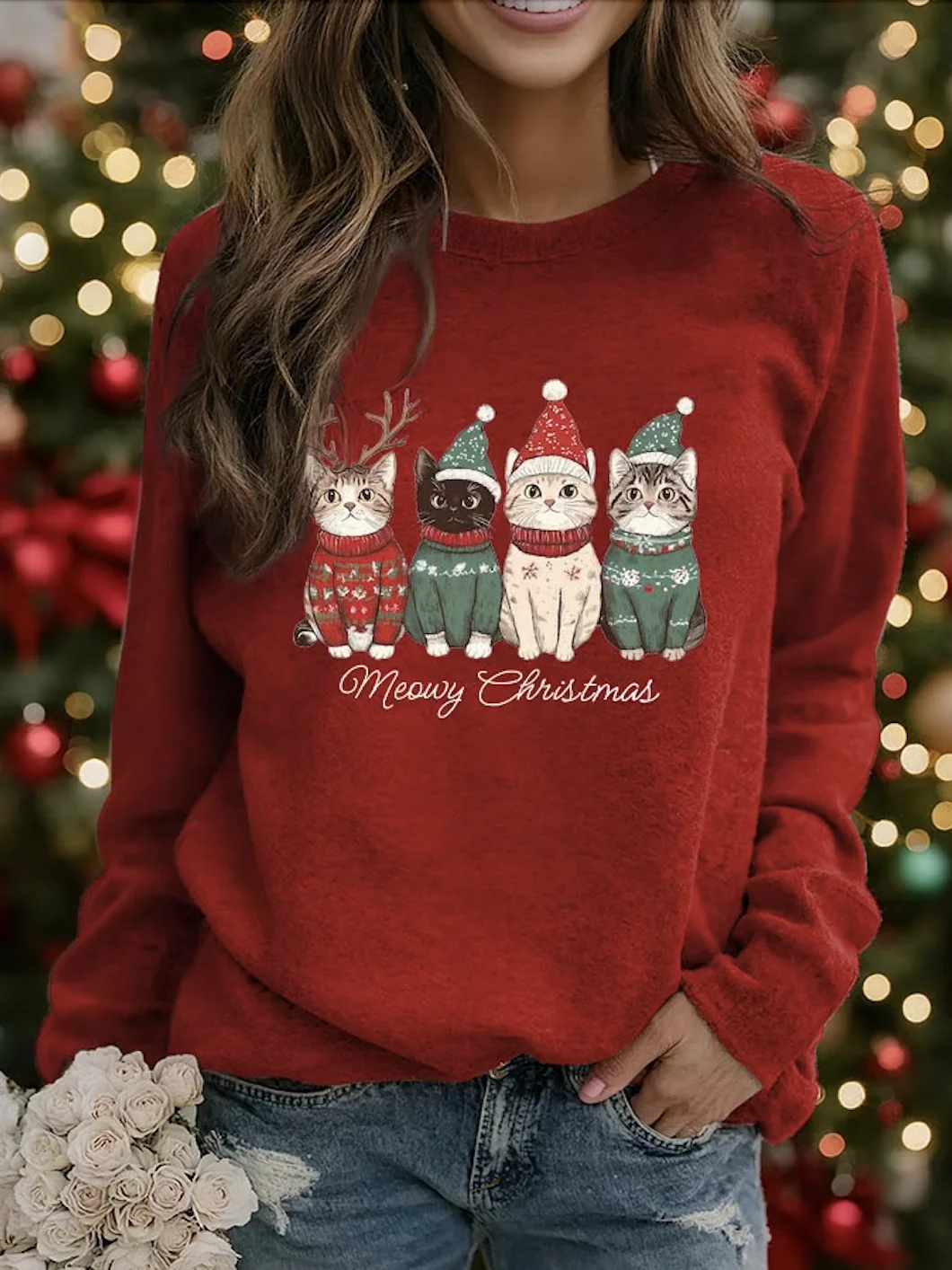 Casual Crew Neck Animal Sweatshirt