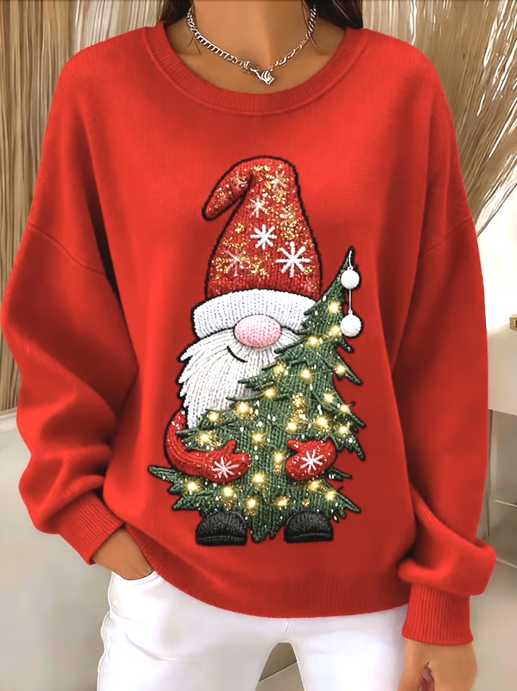 Casual Crew Neck Plain Sweatshirt