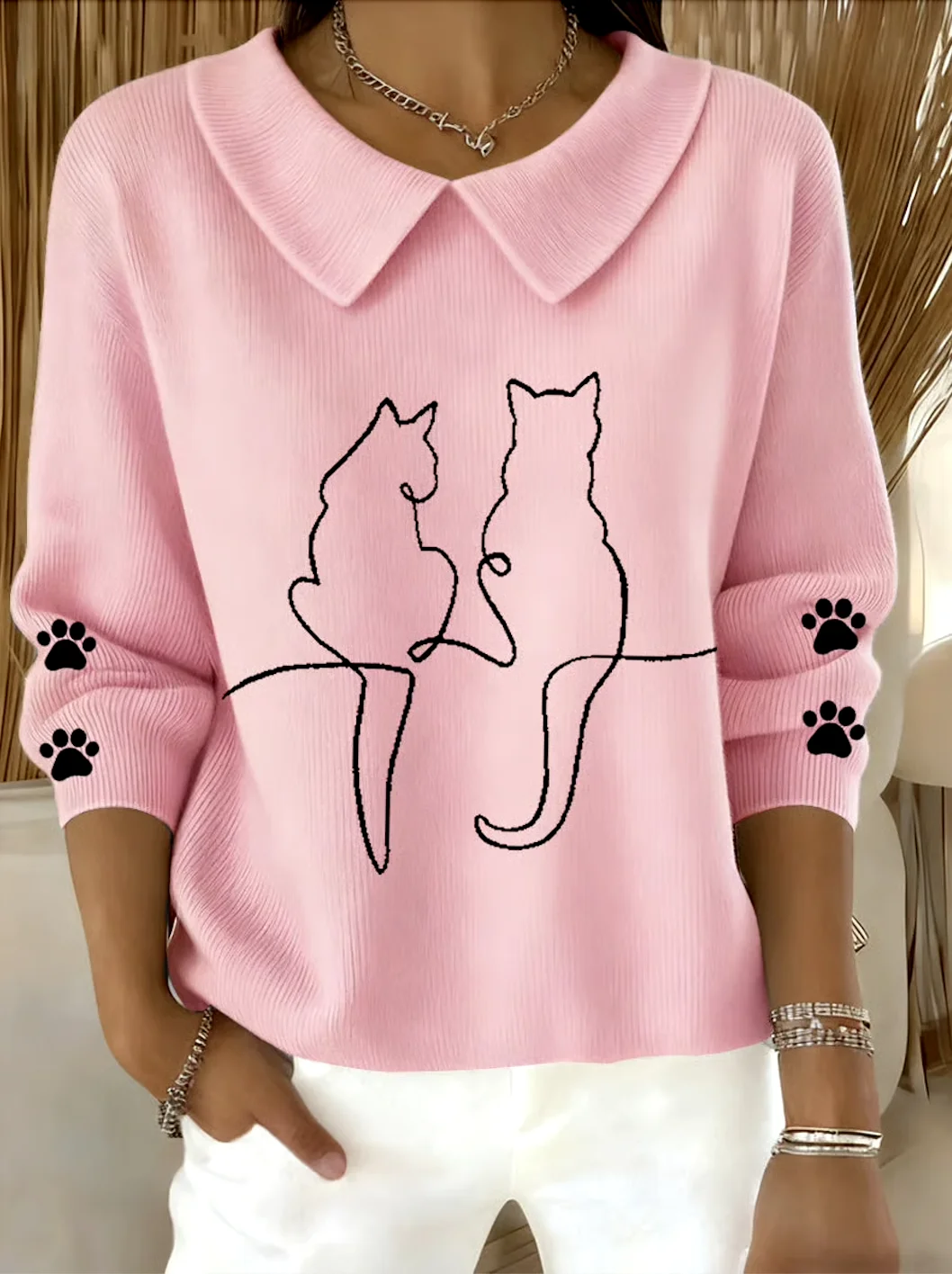 Women Cotton Animal Long Sleeve Comfy Casual Sweater