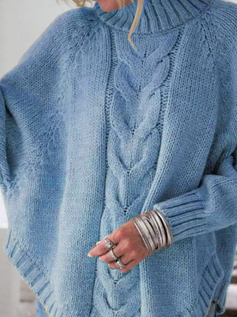 Women Plain Long Sleeve Comfy Street Jacquard Sweater