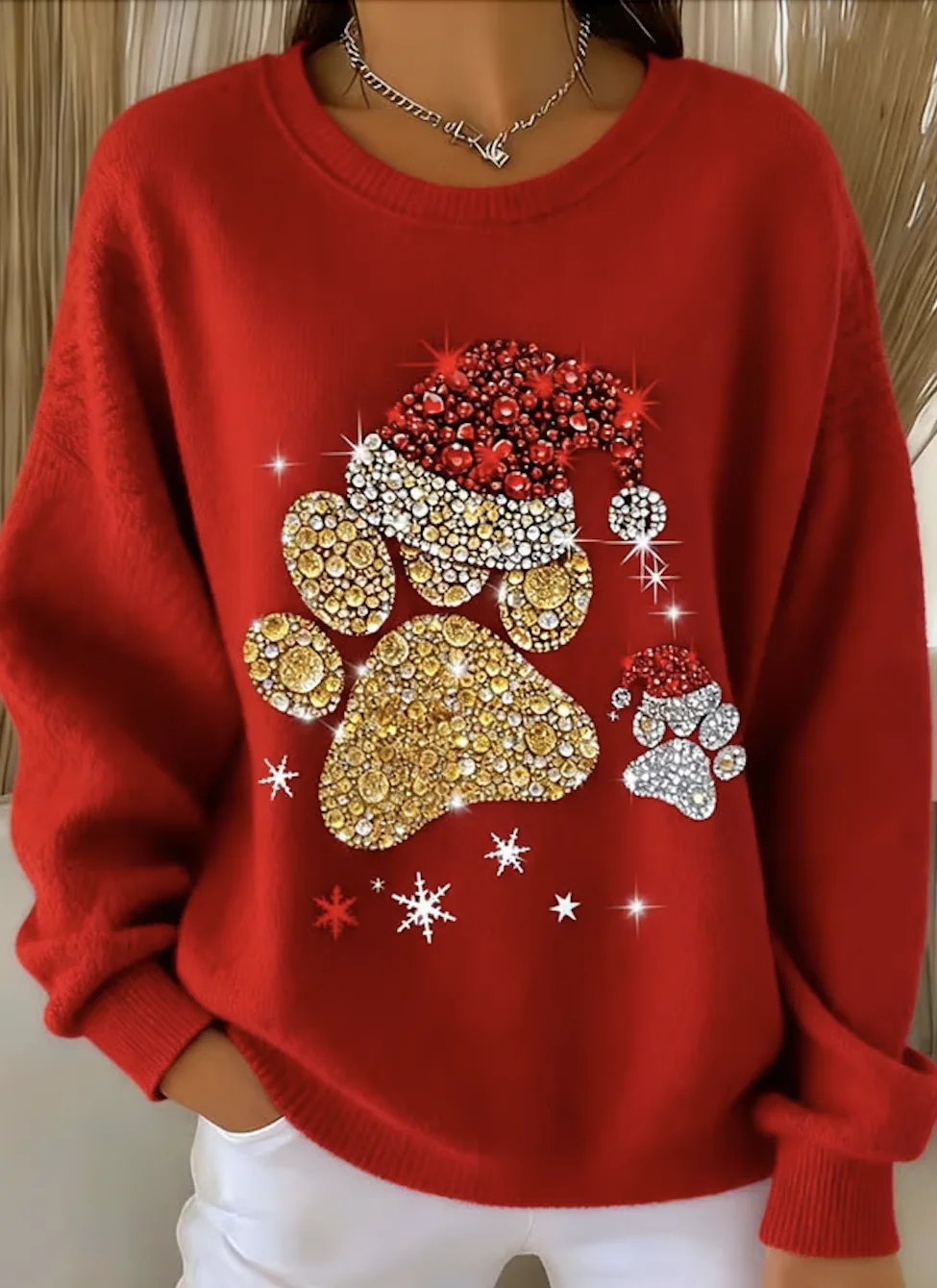 Casual Crew Neck Animal Sweatshirt