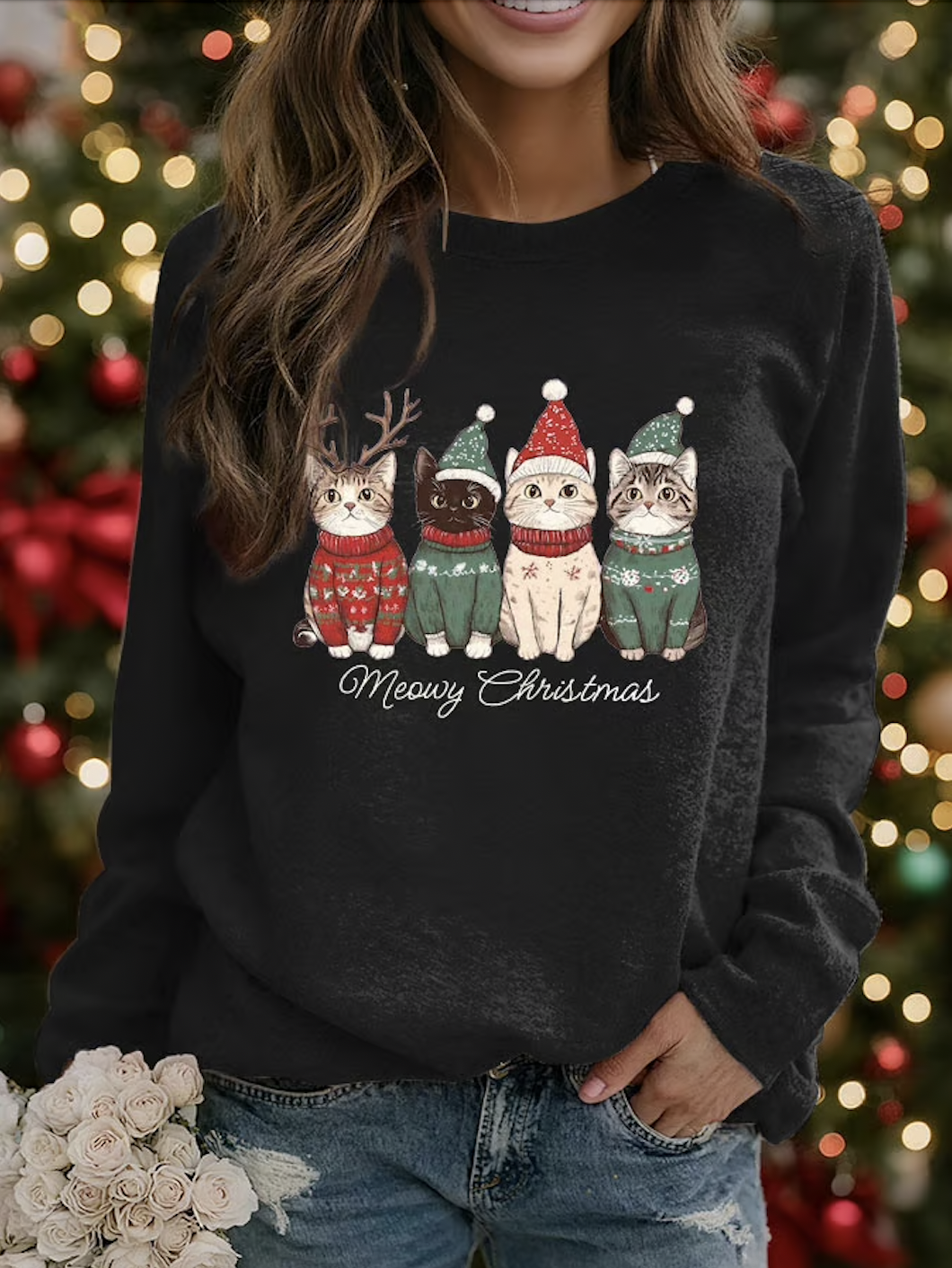 Casual Crew Neck Animal Sweatshirt