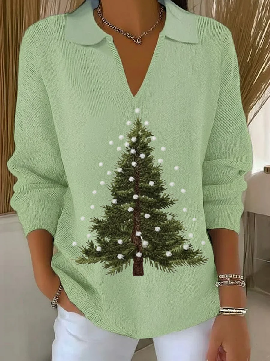 Women Christmas Long Sleeve Comfy Casual Printing Sweater