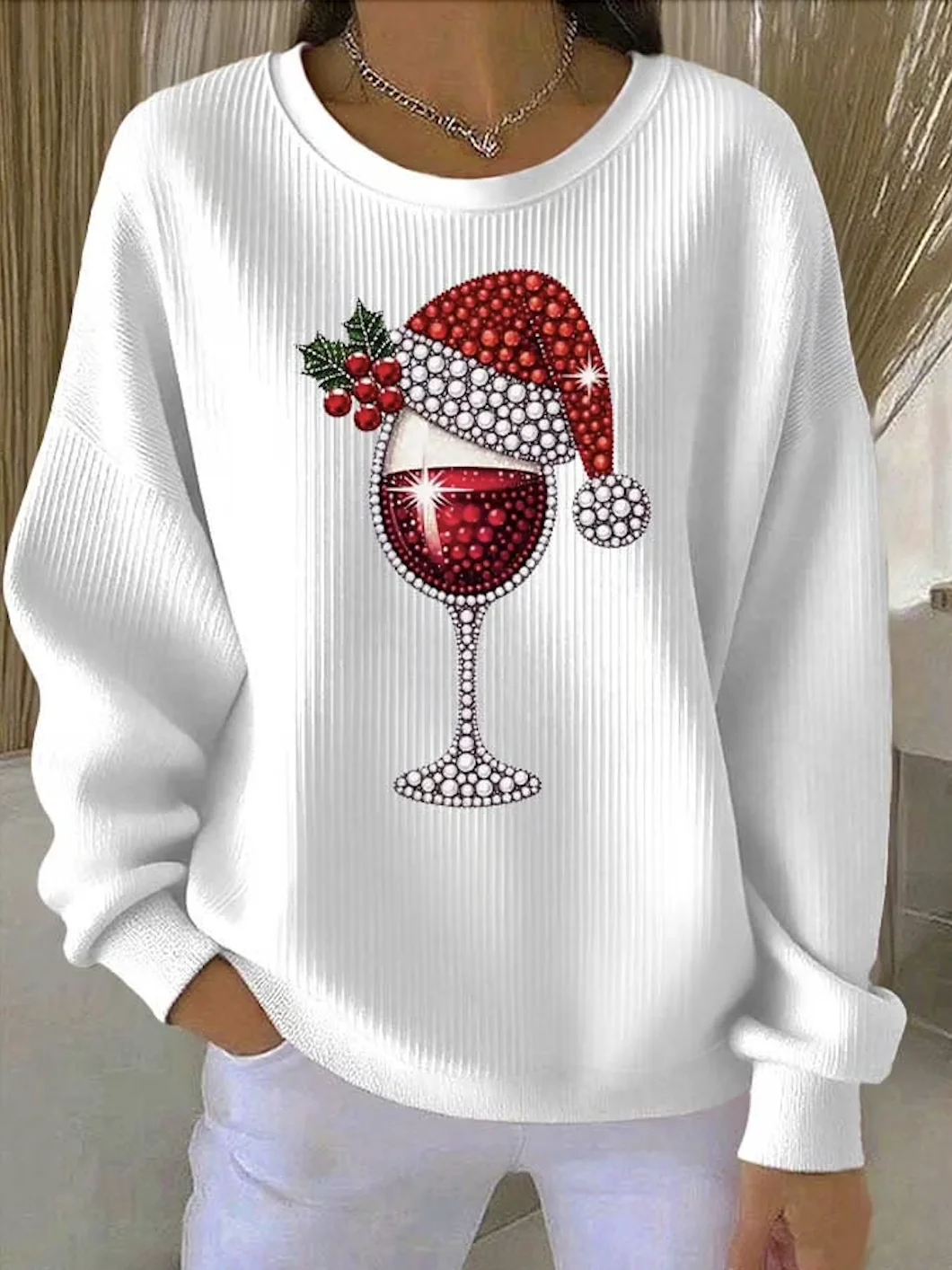 Casual Crew Neck Christmas Sweatshirt