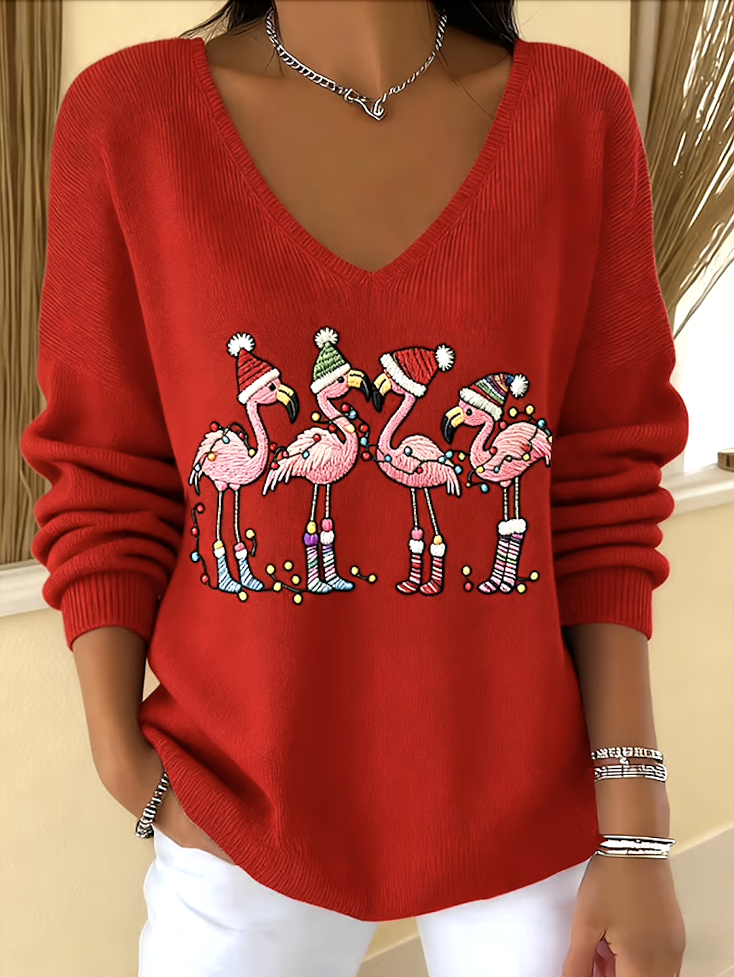Women Cotton Animal Long Sleeve Comfy Casual Sweater