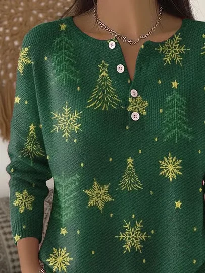 Women Christmas Long Sleeve Comfy Casual Printing Sweater