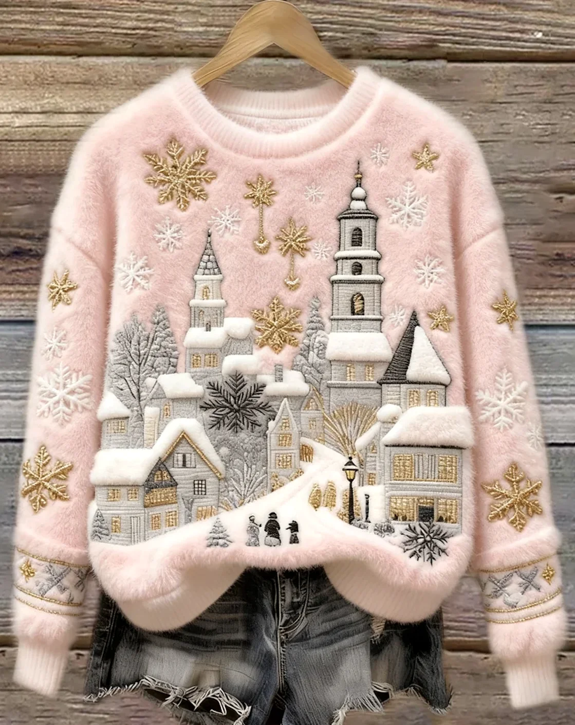 Casual Crew Neck Geometric Sweatshirt