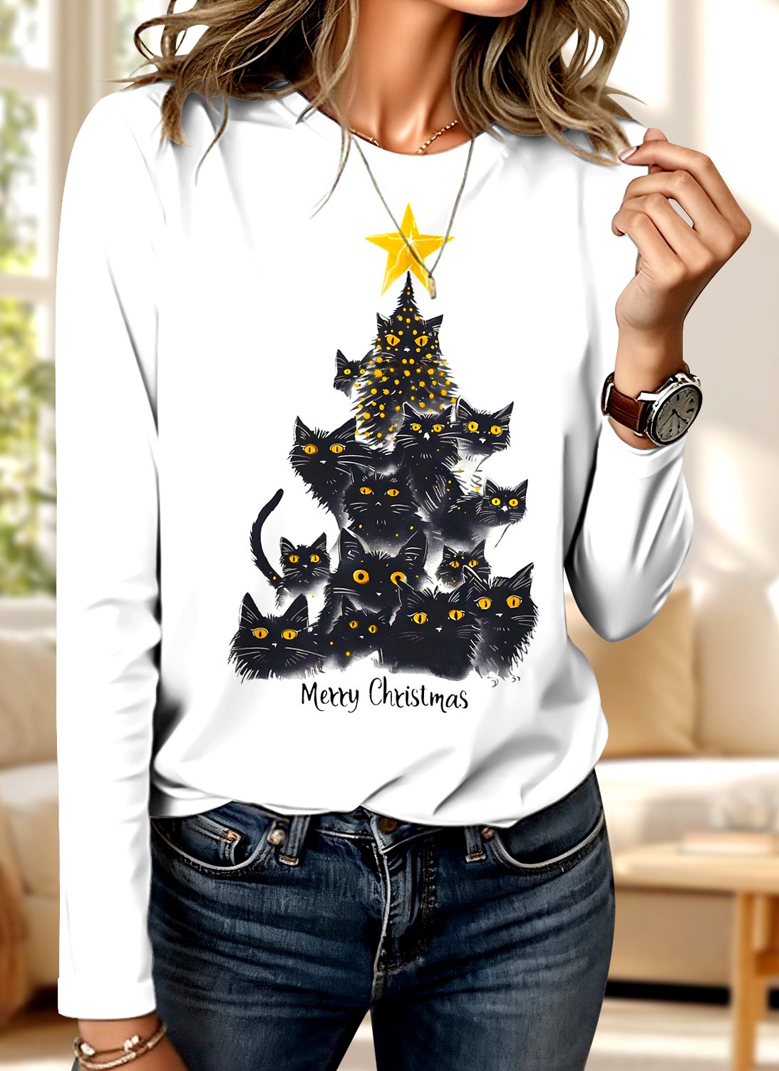 Vintage Animal Crew Neck Long Sleeve T-shirt