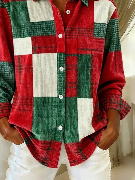 Shirt Collar Regular Sleeve Long Sleeve Christmas Buckle Regular Loose Button Up Shirt Shirt For Women