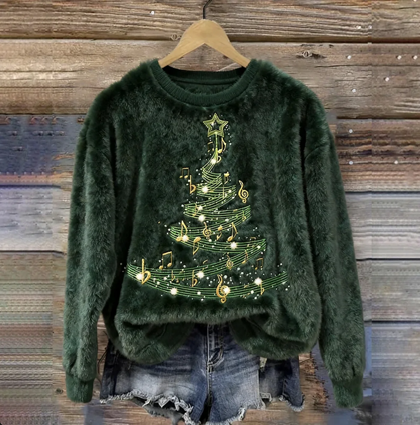 Casual Crew Neck Christmas Sweatshirt
