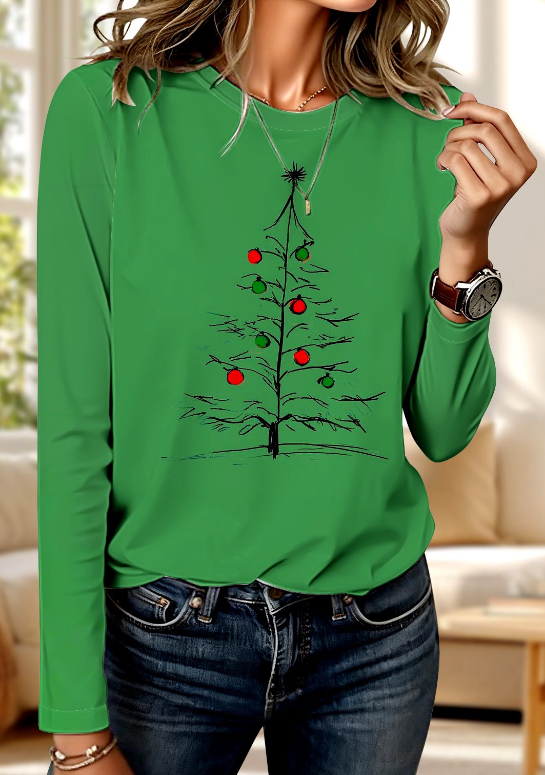 Vintage Plants Crew Neck Long Sleeve T-shirt