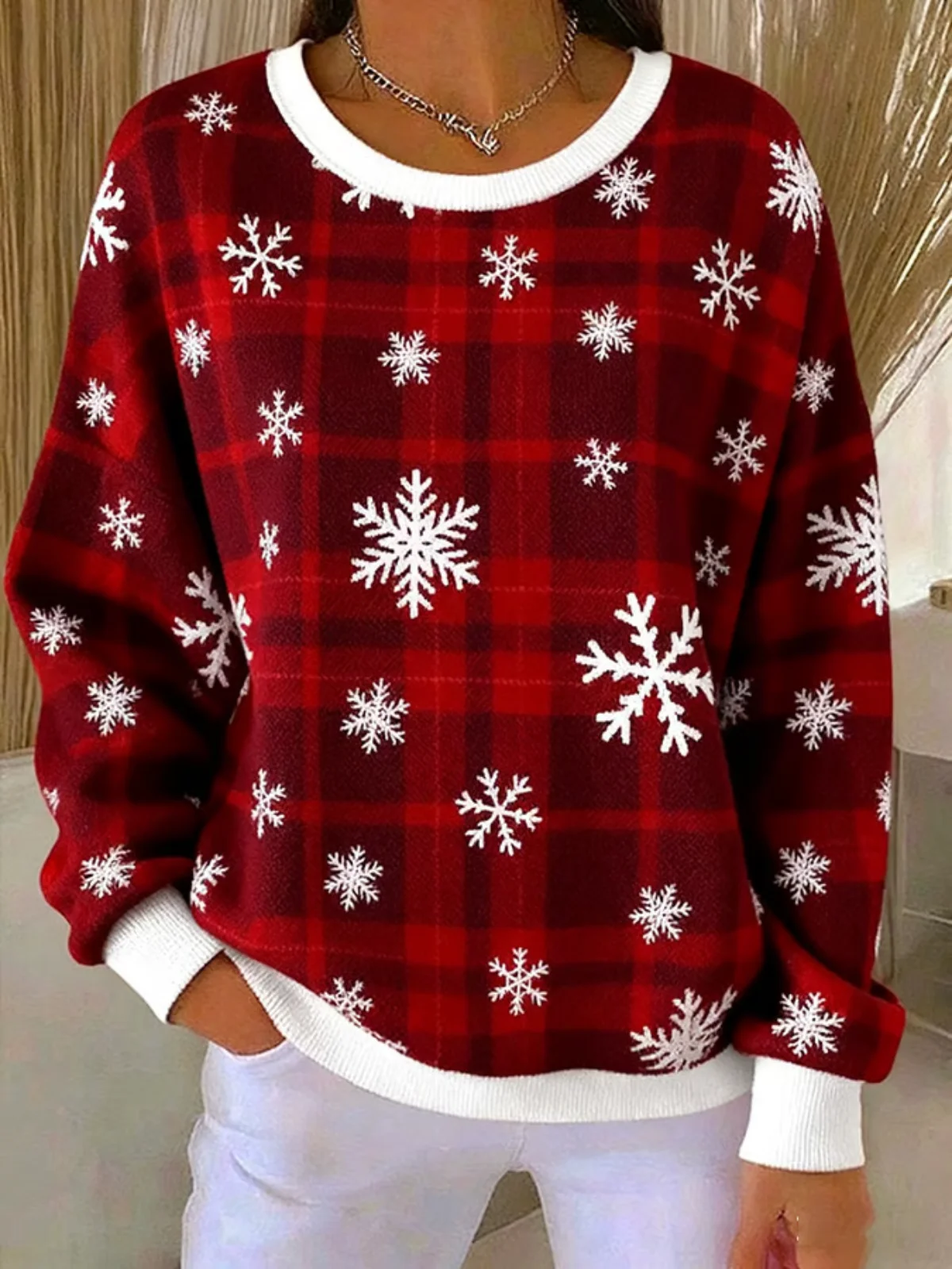 Casual Crew Neck Christmas Sweatshirt