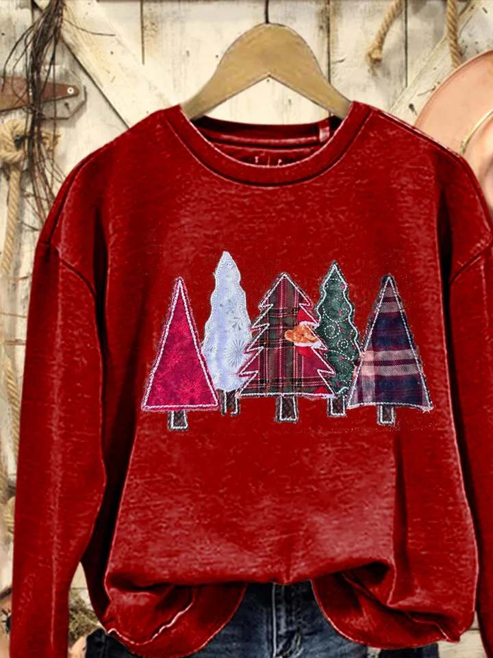 Casual Crew Neck Christmas Sweatshirt Printing
