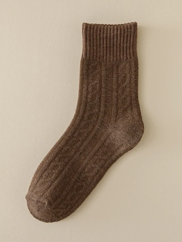 Plush And Thick Towel Socks Twisted Autumn And Winter Style Mid-tube Socks Women's Long Socks Thick Socks Winter Warm Women's Socks