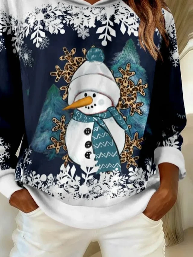 Casual Hoodie Christmas Snowman Hoodie Printing