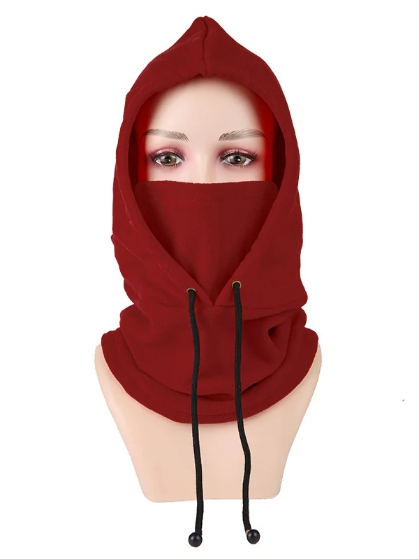 Winter Outdoor Cycling Hat Skiing Windproof Cold-proof Warm Plus Velvet Thick Neck Protection Polar Fleece Mask