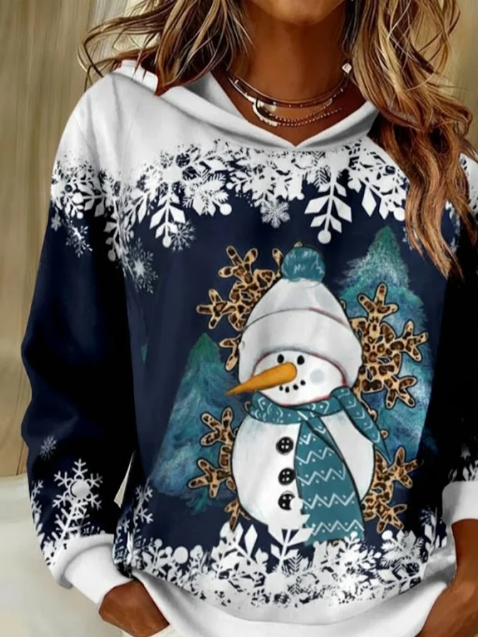 Casual Hoodie Christmas Snowman Hoodie Printing