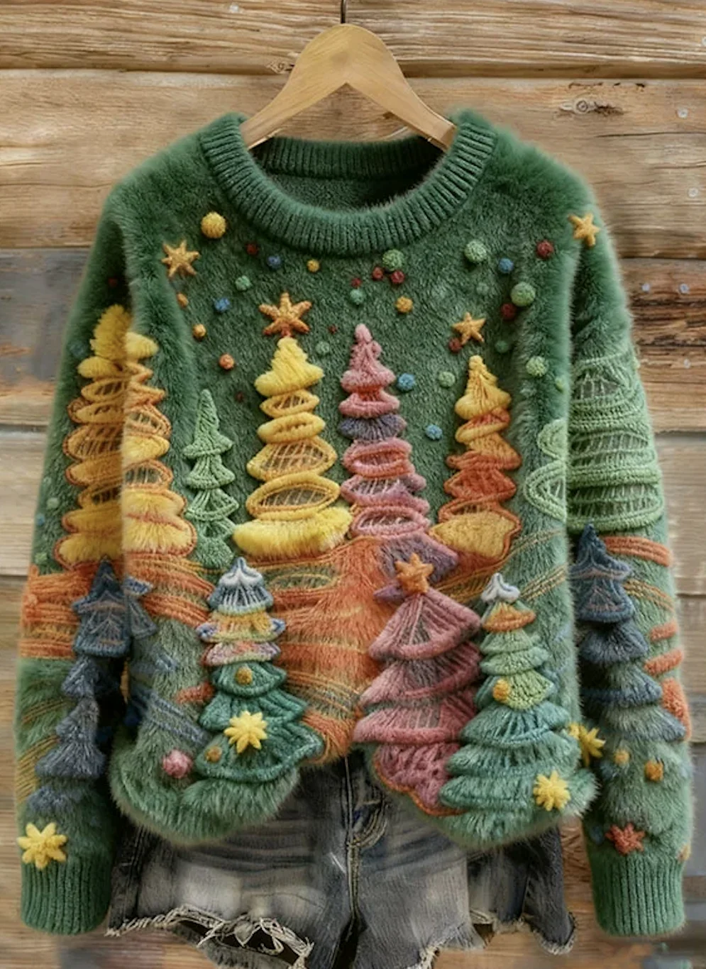 Casual Crew Neck Plants Sweatshirt