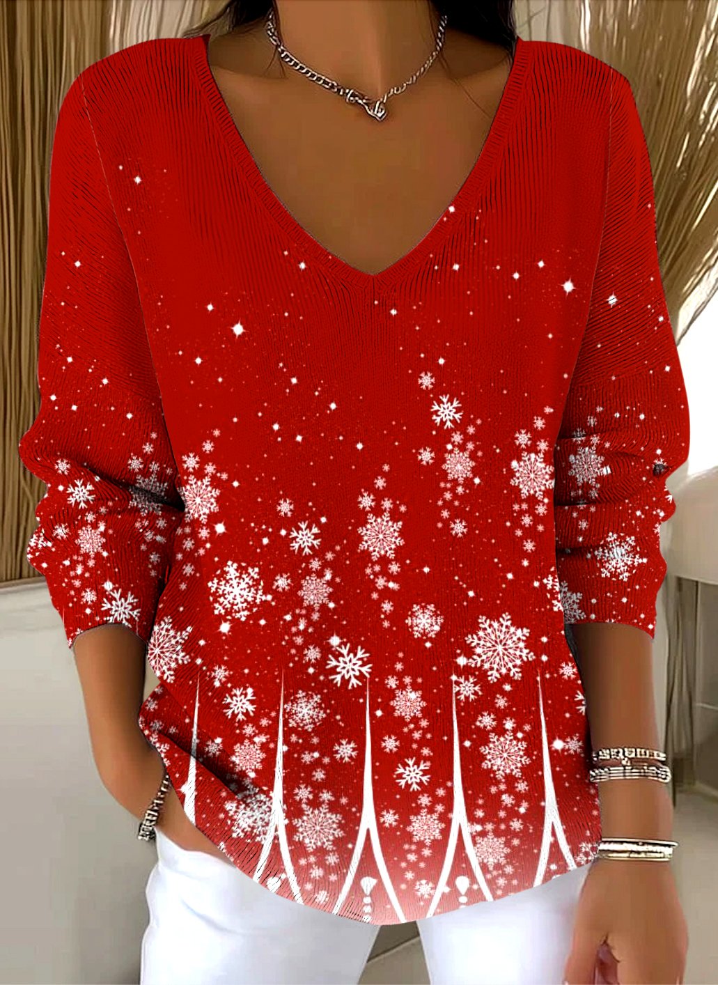 Women Cotton Ombre Long Sleeve Comfy Casual Sweater