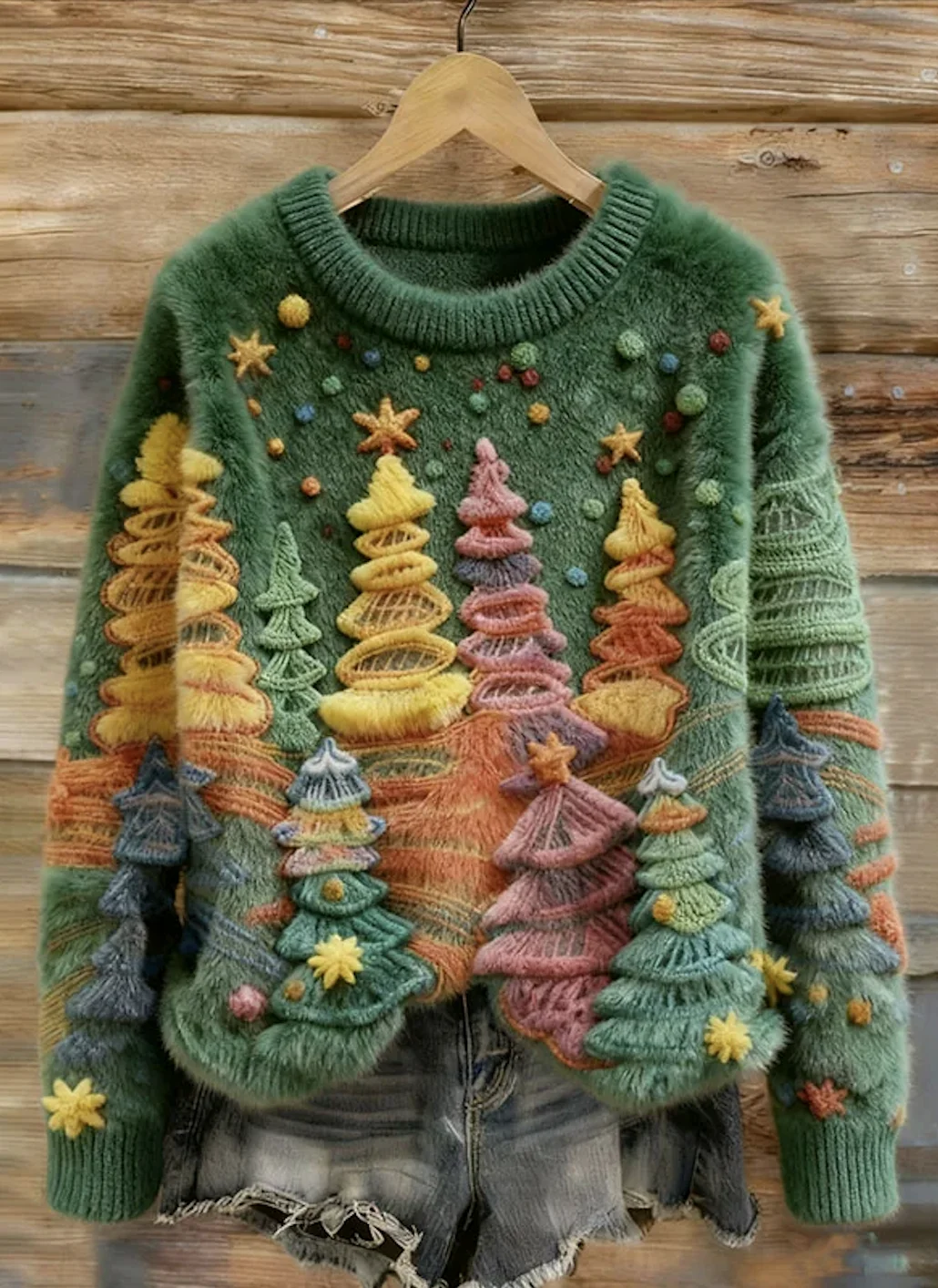 Casual Crew Neck Plants Sweatshirt