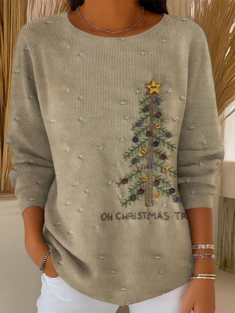 Women Christmas Long Sleeve Comfy Casual Printing Sweater