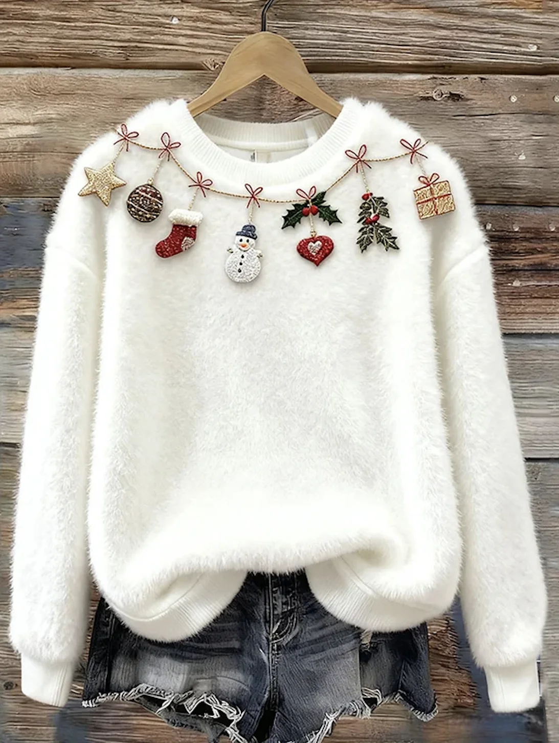 Casual Crew Neck Christmas Sweatshirt
