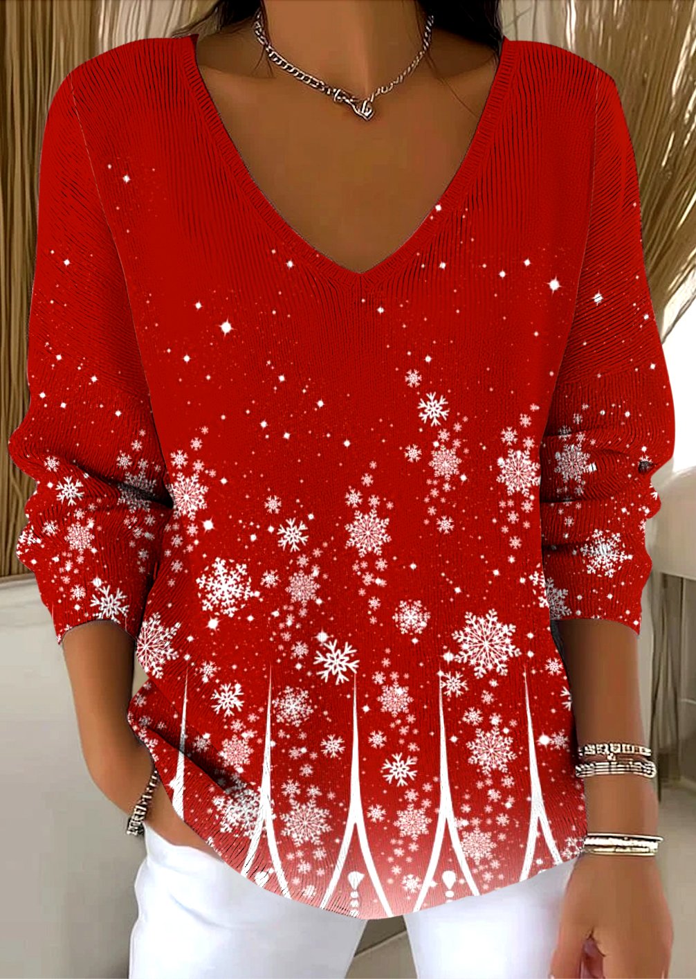 Women Cotton Ombre Long Sleeve Comfy Casual Sweater