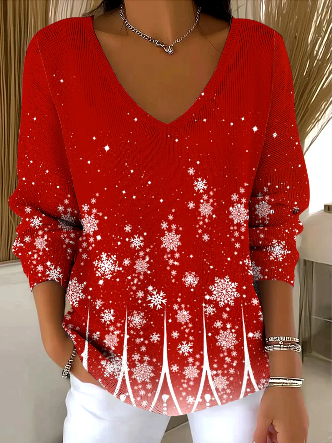 Women Cotton Ombre Long Sleeve Comfy Casual Sweater