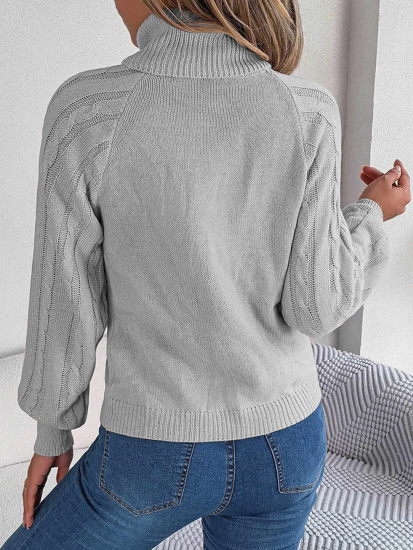 Women Cotton Plain Long Sleeve Comfy Casual Sweater