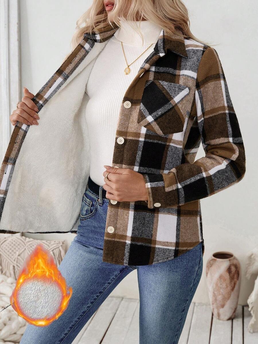 Women Spring/Fall Outerwear Casual Geometric Long Sleeve Shirt Collar Jacket