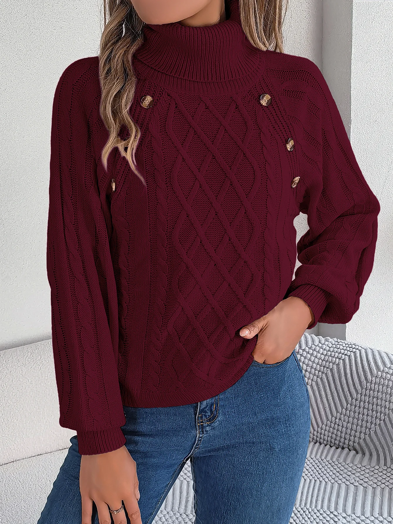 Women Cotton Plain Long Sleeve Comfy Casual Sweater