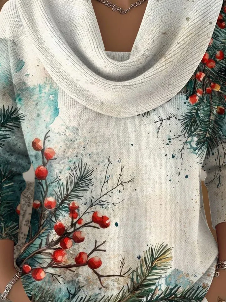 Women Gradient Pattern Long Sleeve Comfy Vintage Sweater