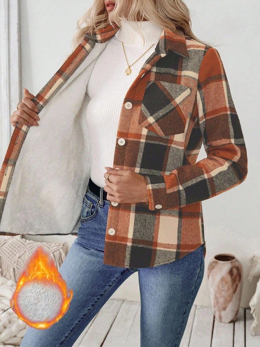 Women Spring/Fall Outerwear Casual Geometric Long Sleeve Shirt Collar Jacket