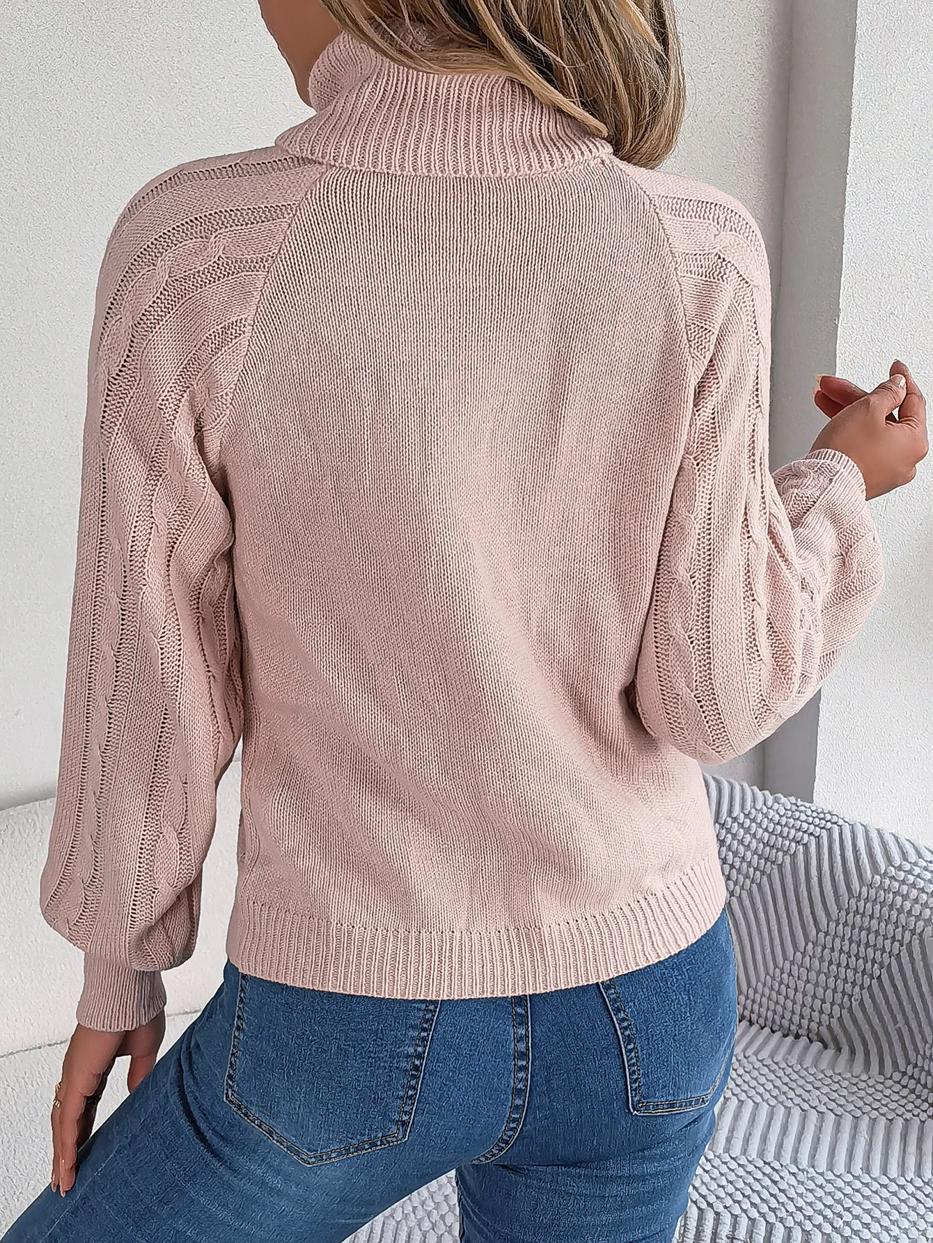 Women Cotton Plain Long Sleeve Comfy Casual Sweater