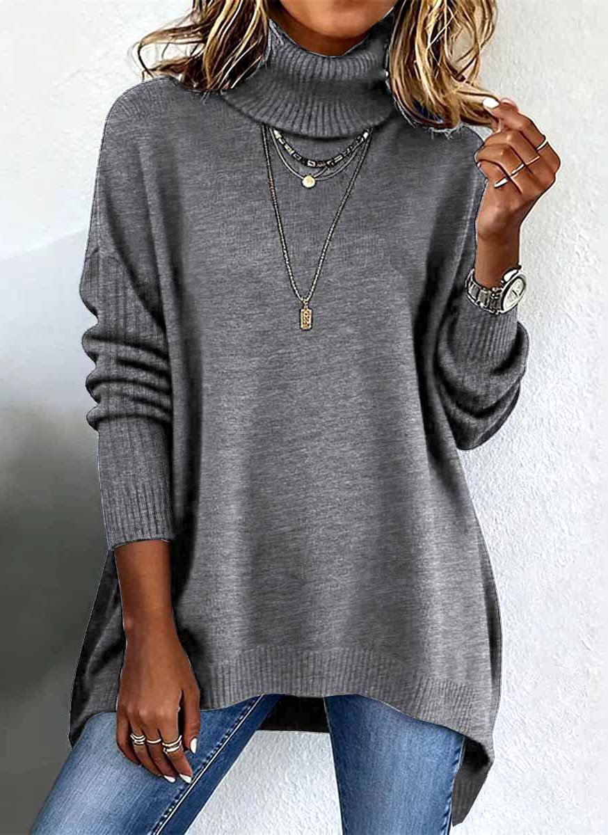 Women Cotton Plain Long Sleeve Comfy Casual Sweater
