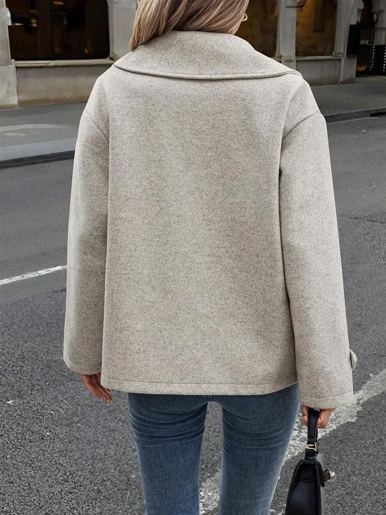 Women Spring/Fall Outerwear Casual Plain Long Sleeve Shawl Collar Jacket