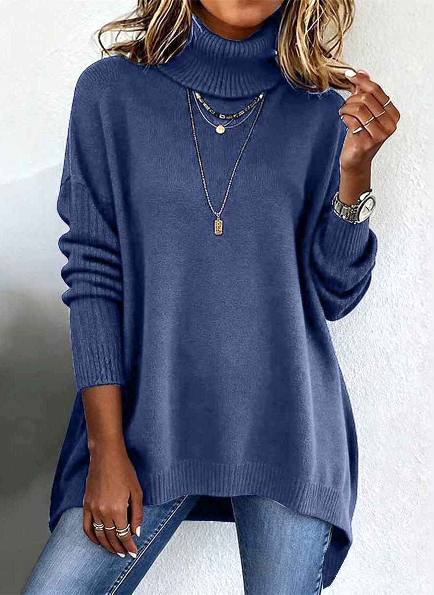 Women Cotton Plain Long Sleeve Comfy Casual Sweater