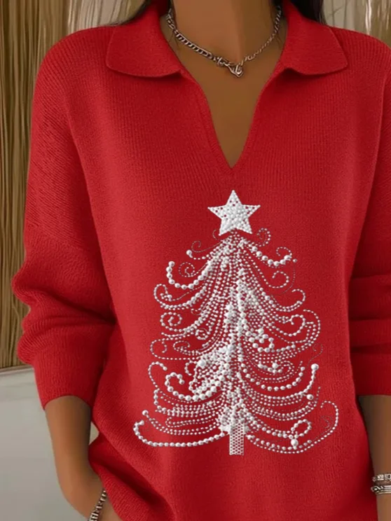 Women Christmas Long Sleeve Comfy Casual Printing Sweater