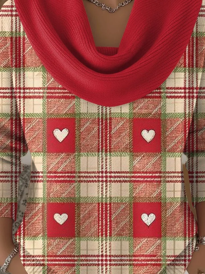 Women Color Block Long Sleeve Comfy Vintage Sweater