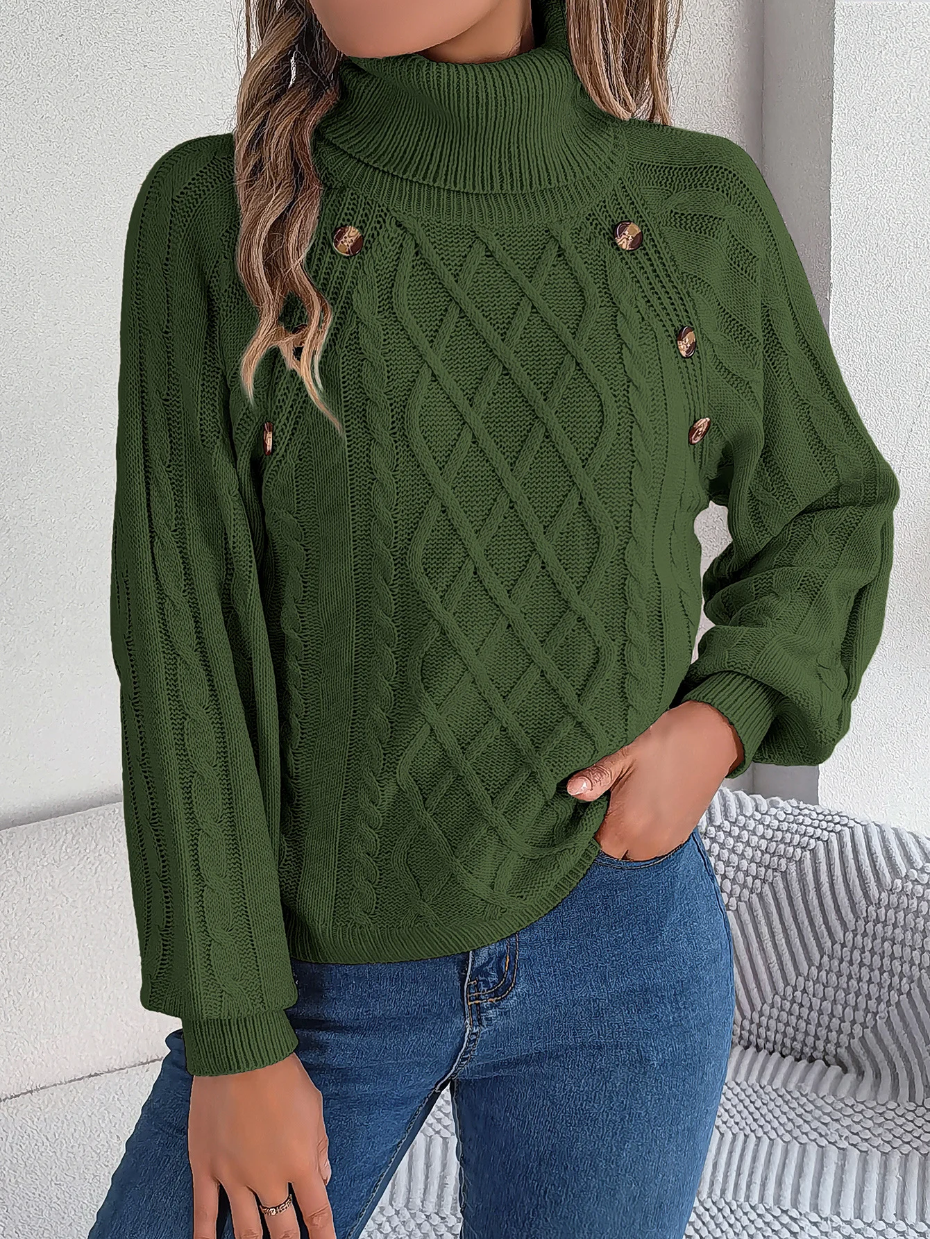 Women Cotton Plain Long Sleeve Comfy Casual Sweater