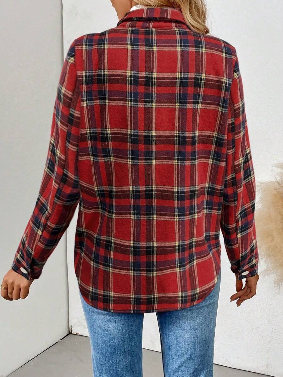 Women Spring/Fall Outerwear Casual Geometric Long Sleeve Shirt Collar Jacket