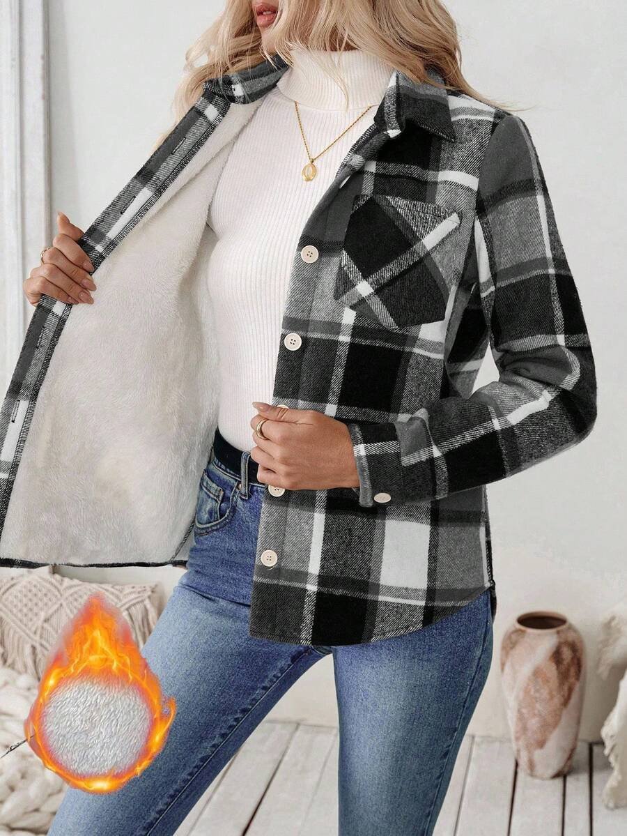 Women Spring/Fall Outerwear Casual Geometric Long Sleeve Shirt Collar Jacket