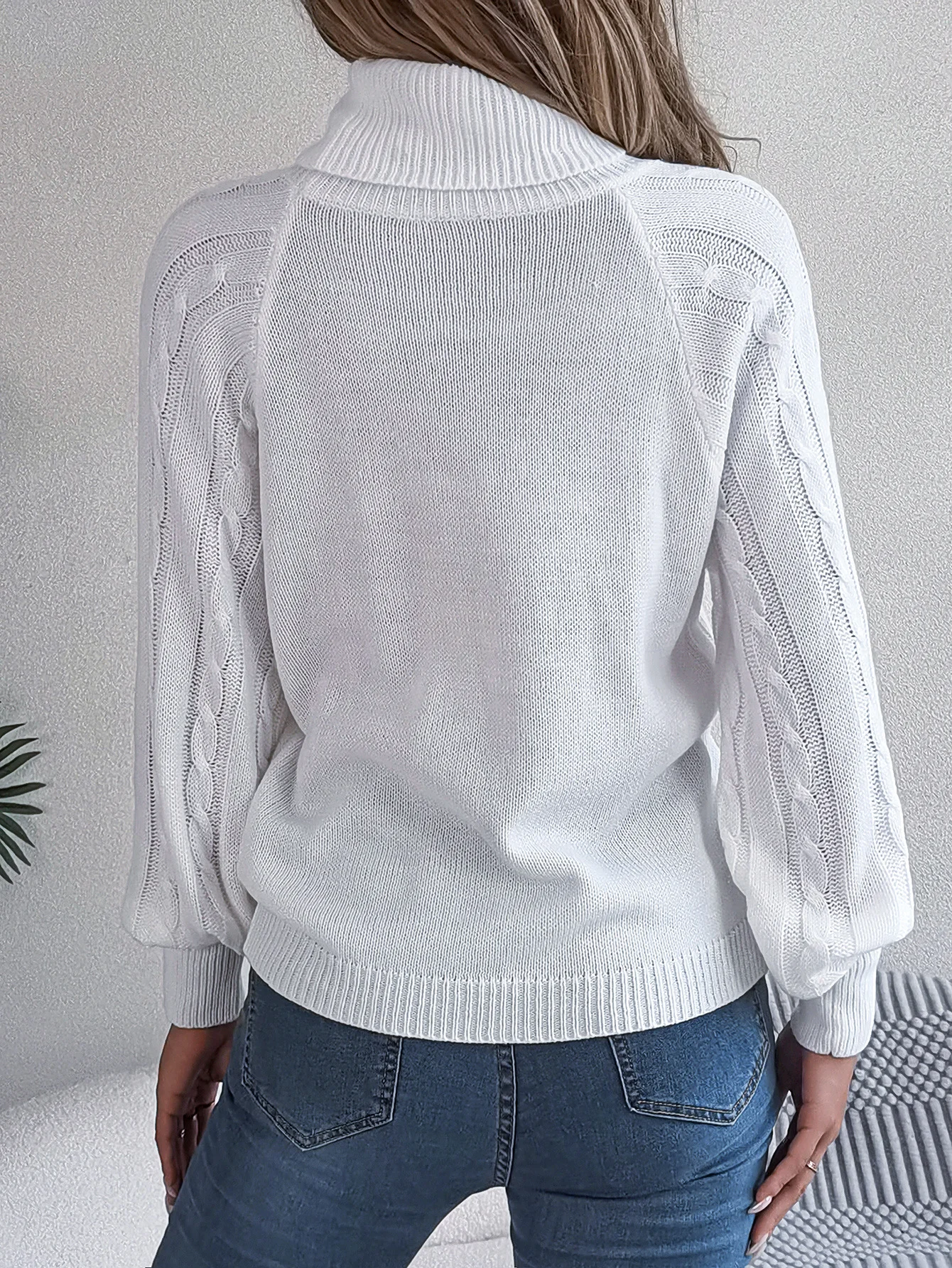 Women Cotton Plain Long Sleeve Comfy Casual Sweater