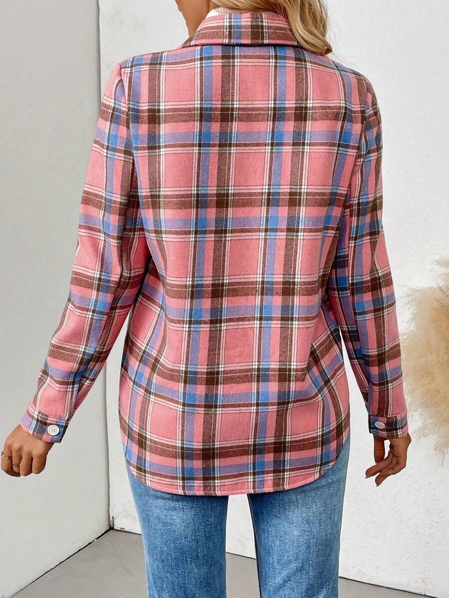 Women Spring/Fall Outerwear Casual Geometric Long Sleeve Shirt Collar Jacket