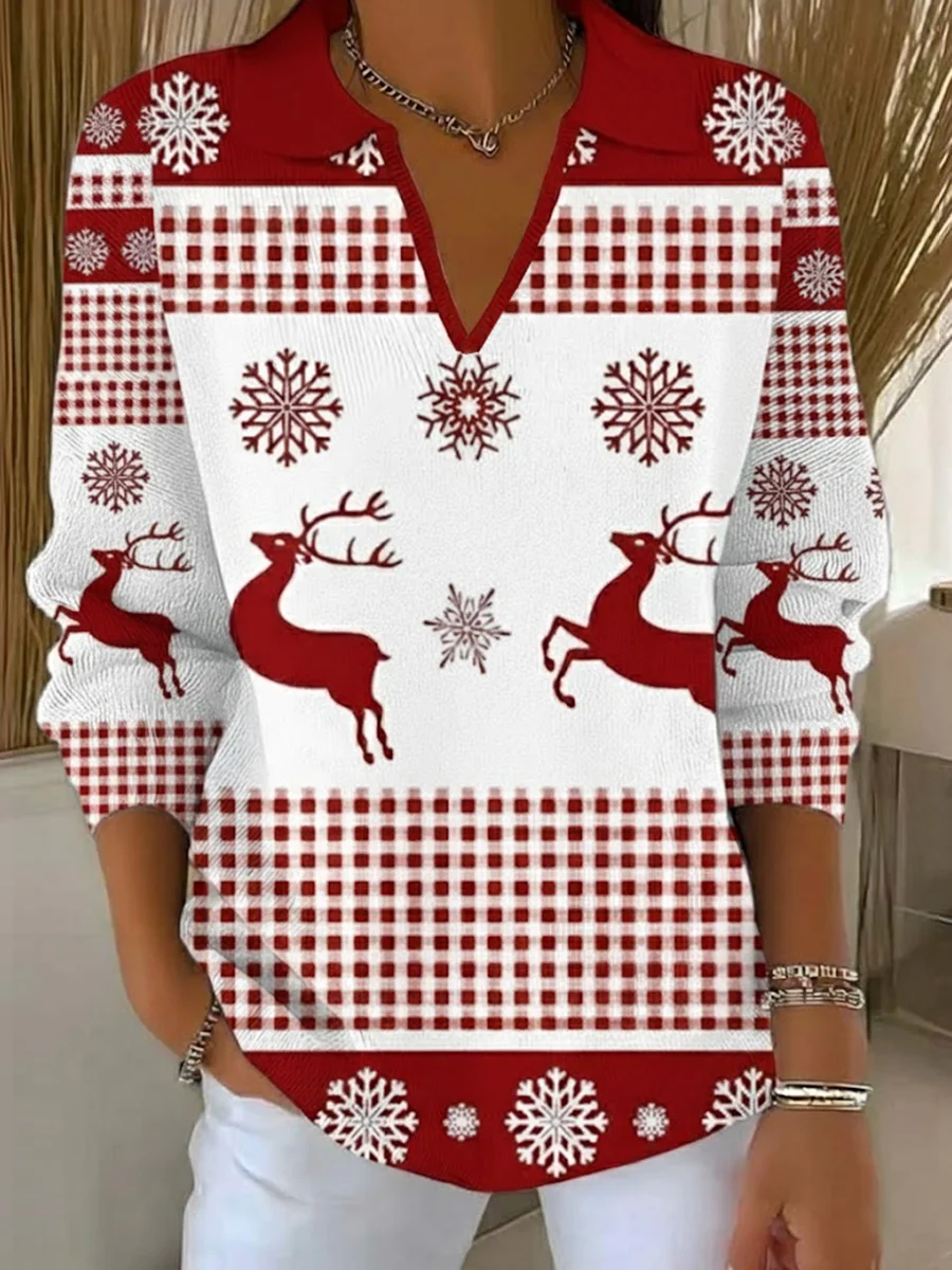 Women Christmas Long Sleeve Comfy Casual Printing Sweater