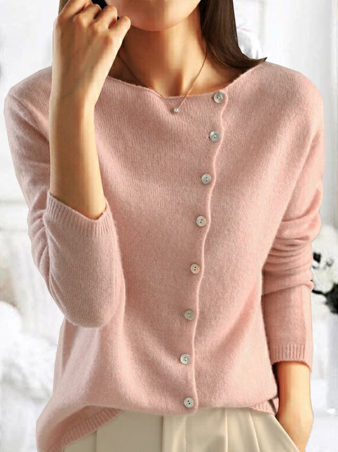 Women Plain Long Sleeve Comfy Casual Sweater