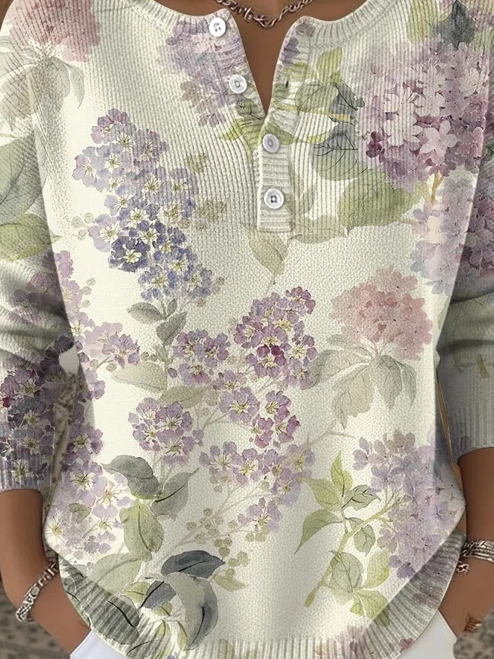 Women Floral Long Sleeve Comfy Casual Sweater