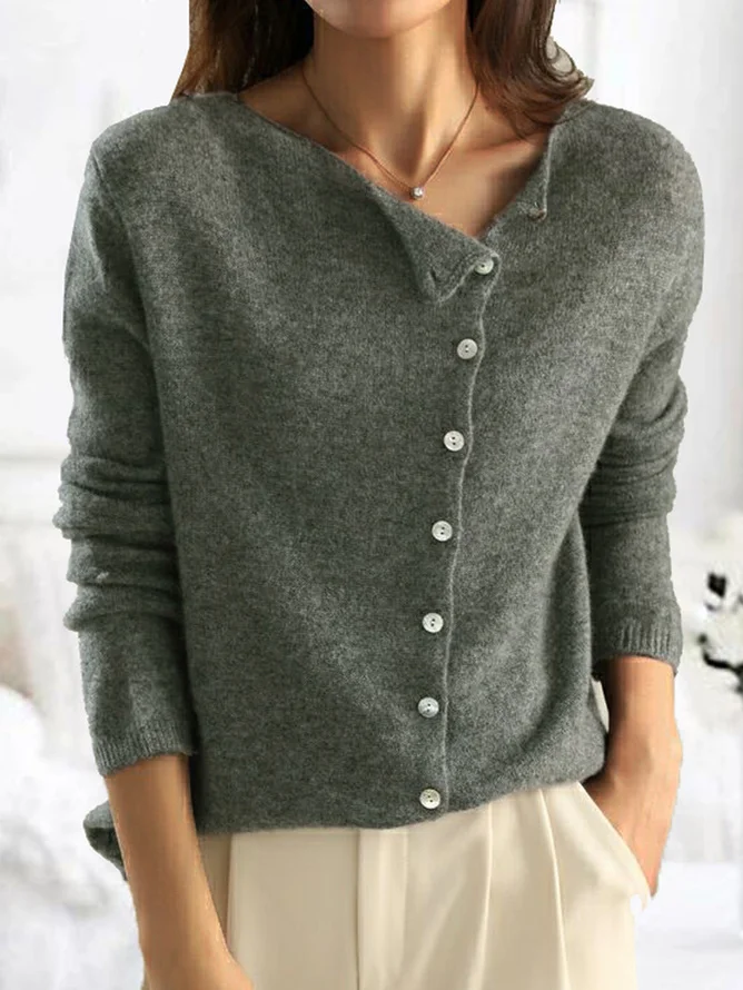 Women Plain Long Sleeve Comfy Casual Sweater