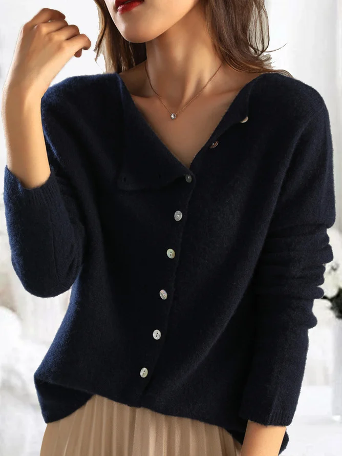 Women Plain Long Sleeve Comfy Casual Sweater
